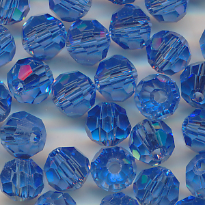 Facettenperlen blau klar, Inhalt 16 Stück, Größe 6 mm