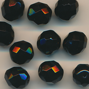 Facettenperlen schwarz, Inhalt 5 Stück, Größe 10 mm