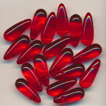 Glasperlen rot transparent, Inhalt 20 Stück, Größe 13 x 5 mm, Tropfen