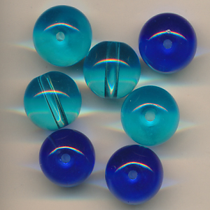 Glasperlen blau, Inhalt 7 Stück, Größe 10 mm, Mix