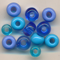 Glasperlen Mix blau, Inhalt 12 Stück,...