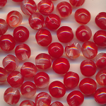 Glasperlen rot marmor, Inhalt 20 Stück, Größe 6 mm, Kugeln