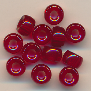 Glasperlen rot klar, Inhalt 12 Stück, Größe 9 x 6 mm