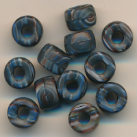 Glasperlen blau marmor, Inhalt 12 Stück,...