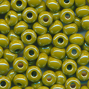 Rocaillesperlen lüster opak army-grün, Größe 6/0  (4,0 mm), 100 g