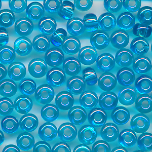 Rocailles blau klar rainbow, Inhalt 8 g, Größe 8/0 böhmisch