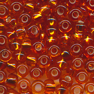 Rocailles dark orange silber lining, Größe 8/0  (3,0 mm), 20g