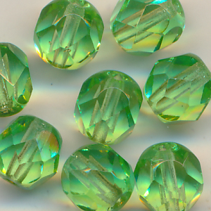 Facettenperlen grün, Inhalt 4 Stück, Größe 6 mm, Glas