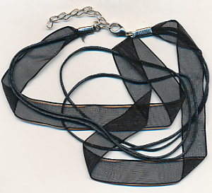 Collier 3-reihig mit Karabiner, schwarz, Größe 48 cm, Inhalt 1 Stück