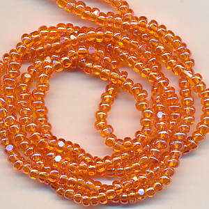 Cut-Perlen mandarine lüster, Inhalt 6,5 g, Größe 8/0, antik Strang