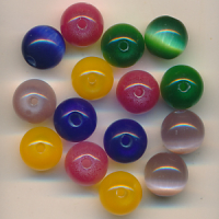 Glasperlen Katzenaugen Mix bunt, Inhalt 15 Stück,...