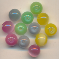 Glasperlen Katzenaugen Mix bunt, Inhalt 12 Stück,...