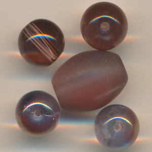 Glasperlen violett kristall, Inhalt 5 Stück, Größe 13 - 8 mm, Mix