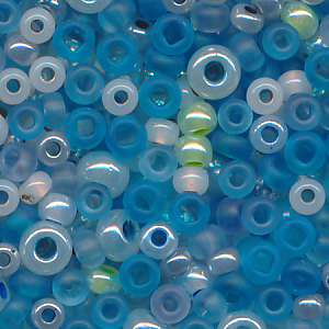Rocailles Mix blau, Inhalt 12 g, Größe 8/0 -10/0, böhmisch