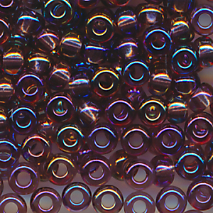 Rocailles violett klar rainbow, Inhalt 6 g, Größe 10/0, böhmisch