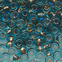 Rocailles blau kupfer lining, Inhalt 11 Stück,...