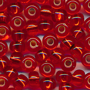 Glasperlen rot silber lining, Inhalt 20 Stück, Größe 5,5 mm